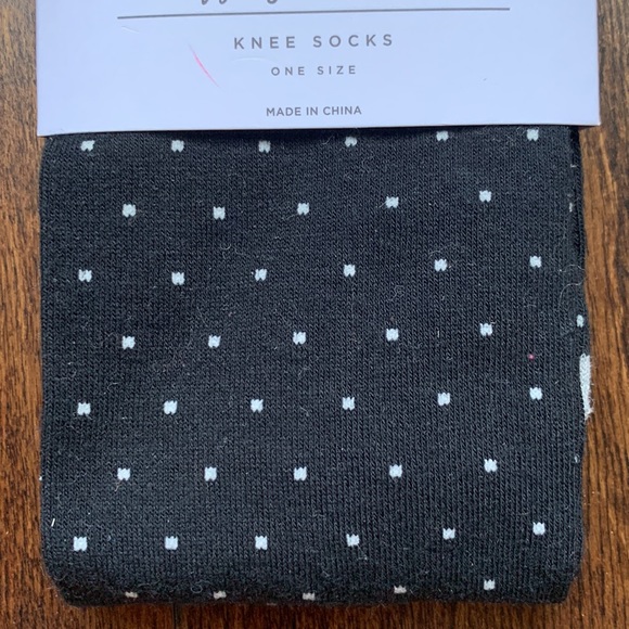 LOFT Black and White Polka Dot Knee Socks New With Tag - Picture 4 of 12